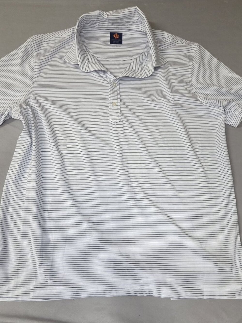 Donald Ross Sport XL White Navy Lone Cypress Polo